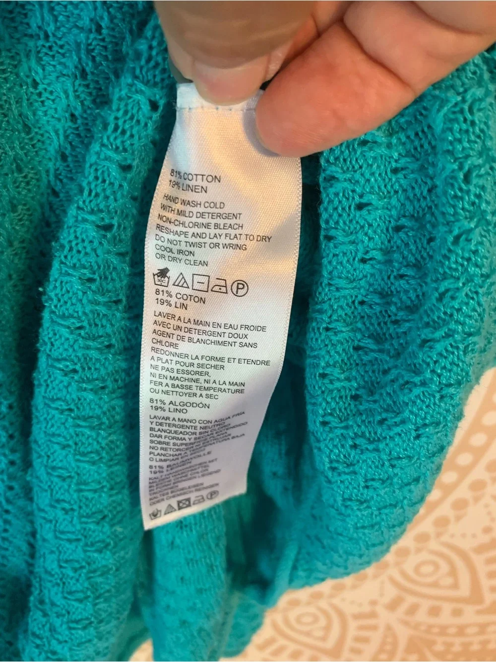 Tommy Bahama Lattice Stitch Sweater Tunic Cover Teal - L - TW418811